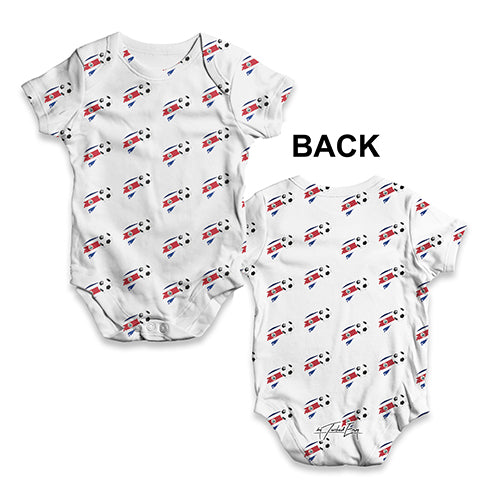 Costa Rica Football Soccer Flag Paint Splat Baby Unisex ALL-OVER PRINT Baby Grow Bodysuit