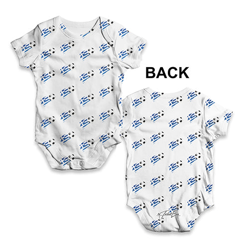 Greece Football Flag Paint Splat Baby Unisex ALL-OVER PRINT Baby Grow Bodysuit