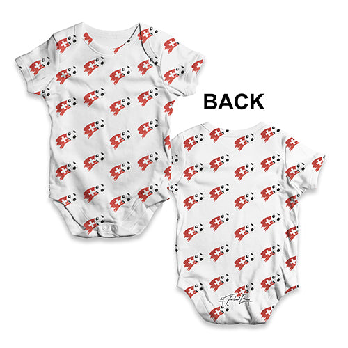 Switzerland Football Soccer Flag Paint Splat Baby Unisex ALL-OVER PRINT Baby Grow Bodysuit