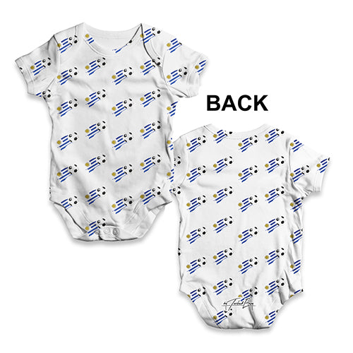 Uruguay Football Soccer Flag Paint Splat Baby Unisex ALL-OVER PRINT Baby Grow Bodysuit