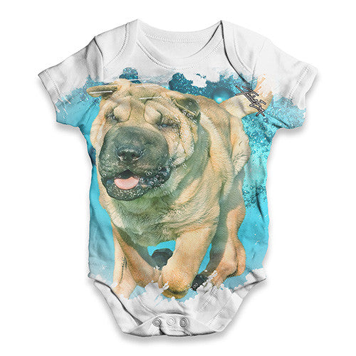 Underwater Dog Baby Unisex ALL-OVER PRINT Baby Grow Bodysuit