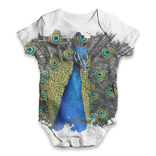 Vibrant Peacock Baby Unisex ALL-OVER PRINT Baby Grow Bodysuit