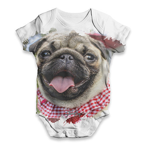 Smiling Pug Baby Unisex ALL-OVER PRINT Baby Grow Bodysuit