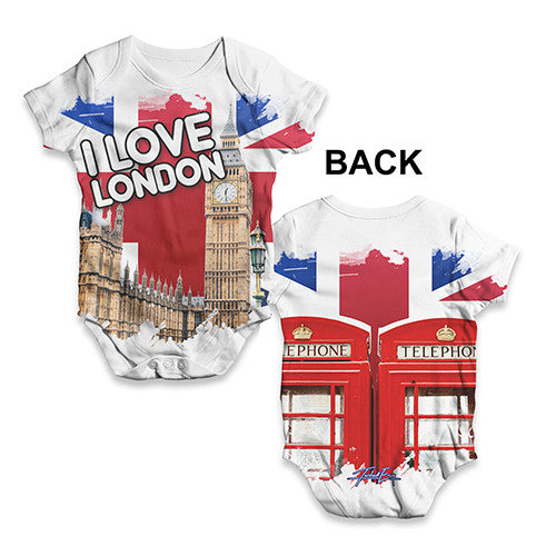 I Love London Landmarks Baby Unisex ALL-OVER PRINT Baby Grow Bodysuit
