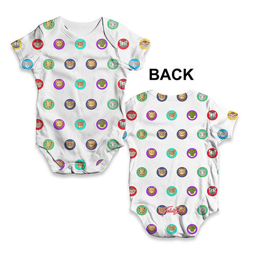 Zoo Animals Dots Pattern Baby Unisex ALL-OVER PRINT Baby Grow Bodysuit