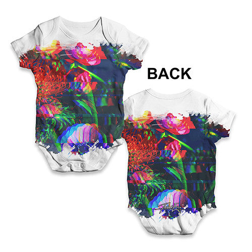 Glitch Art Flowers Baby Unisex ALL-OVER PRINT Baby Grow Bodysuit