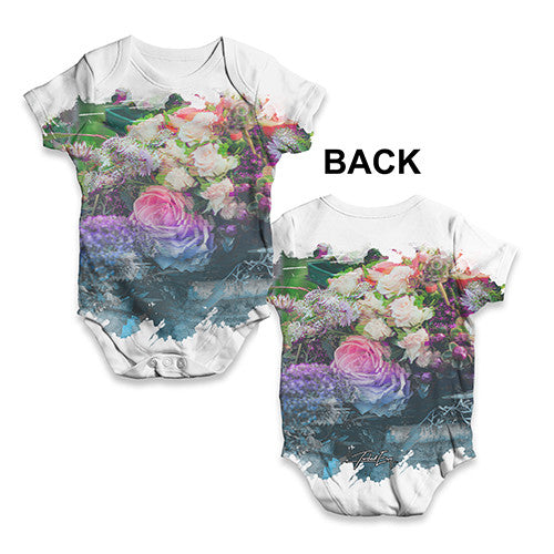 Distorted Glitch Flowers Baby Unisex ALL-OVER PRINT Baby Grow Bodysuit