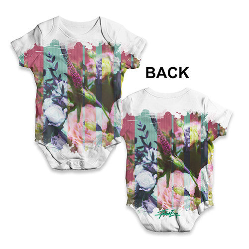 Striped Glitch Art Bouquet Baby Unisex ALL-OVER PRINT Baby Grow Bodysuit