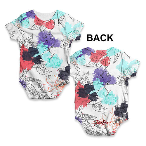 Watercolour Floral Pattern Baby Unisex ALL-OVER PRINT Baby Grow Bodysuit