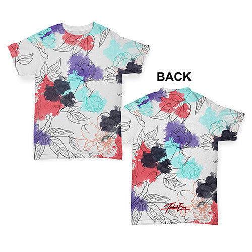 Watercolour Floral Pattern Baby Toddler ALL-OVER PRINT Baby T-shirt