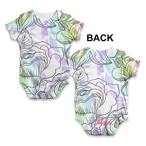 Rainbow Flower Outlines Baby Unisex ALL-OVER PRINT Baby Grow Bodysuit