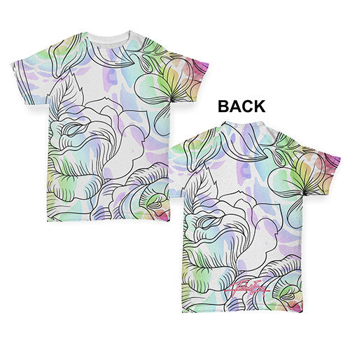 Rainbow Flower Outlines Baby Toddler ALL-OVER PRINT Baby T-shirt
