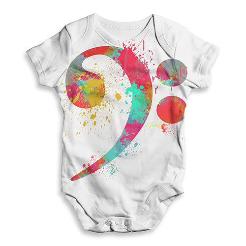Bass Clef Paint Splats Baby Unisex ALL-OVER PRINT Baby Grow Bodysuit