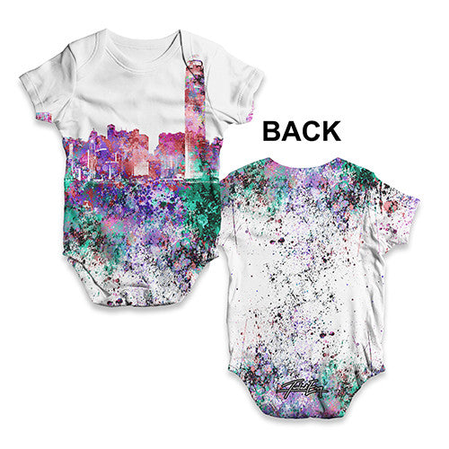 Hong Kong Skyline Ink Splats Baby Unisex ALL-OVER PRINT Baby Grow Bodysuit