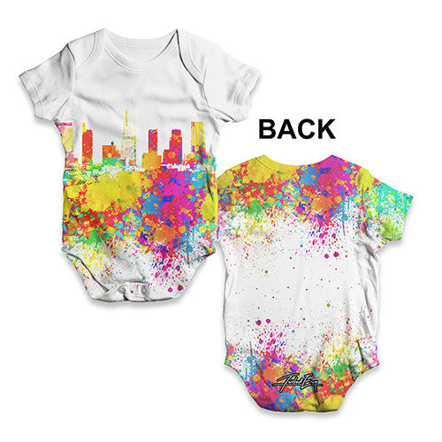 Los Angeles Skyline Ink Splats Baby Unisex ALL-OVER PRINT Baby Grow Bodysuit