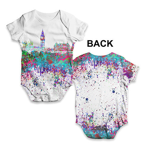 London Skyline Ink Splats Baby Unisex ALL-OVER PRINT Baby Grow Bodysuit