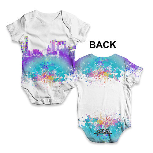 New York Skyline Ink Splats Baby Unisex ALL-OVER PRINT Baby Grow Bodysuit