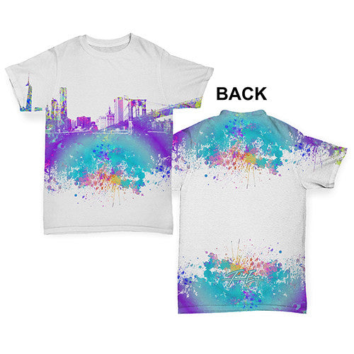 New York Skyline Ink Splats Baby Toddler ALL-OVER PRINT Baby T-shirt