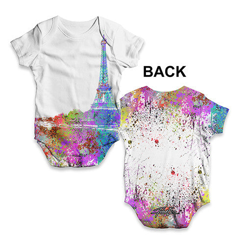 Paris Skyline Ink Splats Baby Unisex ALL-OVER PRINT Baby Grow Bodysuit