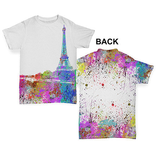 Paris Skyline Ink Splats Baby Toddler ALL-OVER PRINT Baby T-shirt