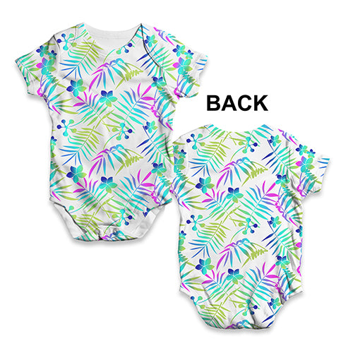 Floral Leaf Pattern Baby Unisex ALL-OVER PRINT Baby Grow Bodysuit