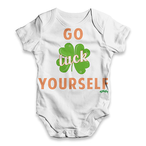 Funny Infant Baby Bodysuit Onesie Go Luck Yourself Funny St Patrick's Day Baby Unisex ALL-OVER PRINT Baby Grow Bodysuit 12-18 Months White