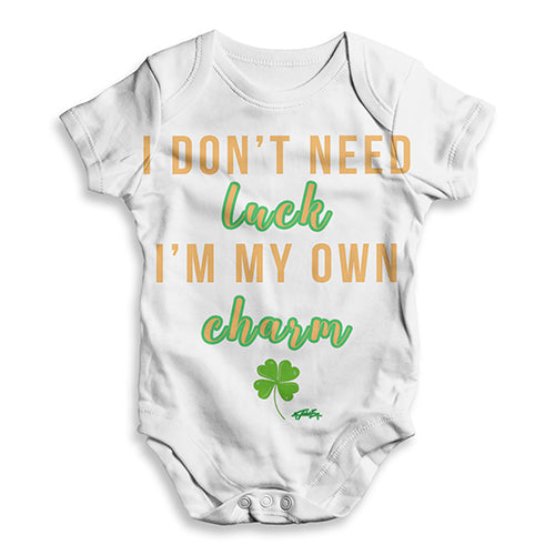 Funny Infant Baby Bodysuit Don't Need Luck I Make My Own Charm Baby Unisex ALL-OVER PRINT Baby Grow Bodysuit 6-12 Months White