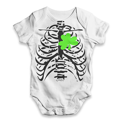 Funny Baby Clothes Irish X-Ray Shamrock Heart Baby Unisex ALL-OVER PRINT Baby Grow Bodysuit 12-18 Months White