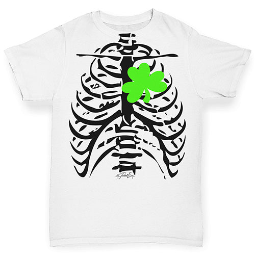 Funny Baby Onesies T Shirts Irish X-Ray Shamrock Heart Baby Toddler ALL-OVER PRINT Baby T-shirt 3-6 Months White