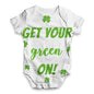 ALL-OVER PRINT Bodysuit Onesie Get Your Green On  Baby Unisex ALL-OVER PRINT Baby Grow Bodysuit 18-24 Months White