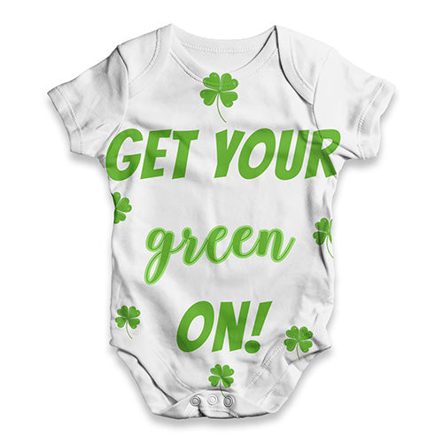 ALL-OVER PRINT Bodysuit Onesie Get Your Green On  Baby Unisex ALL-OVER PRINT Baby Grow Bodysuit 18-24 Months White