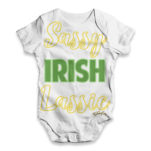 Funny Baby Clothes Sassy Irish Lassie Baby Unisex ALL-OVER PRINT Baby Grow Bodysuit Newborn White