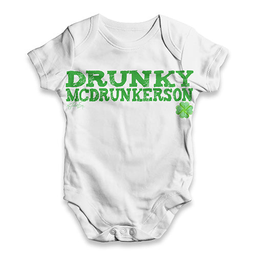 Funny Infant Baby Bodysuit Drunky McDrunkerson Baby Unisex ALL-OVER PRINT Baby Grow Bodysuit 0-3 Months White