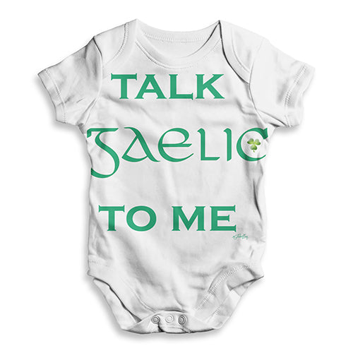 ALL-OVER PRINT Baby Bodysuit St Patrick's Day Talk Gaelic To me Baby Unisex ALL-OVER PRINT Baby Grow Bodysuit 12-18 Months White