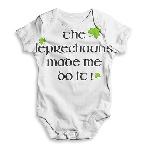 Funny Infant Baby Bodysuit The Leprechaun Made Me Do It Baby Unisex ALL-OVER PRINT Baby Grow Bodysuit 0-3 Months White