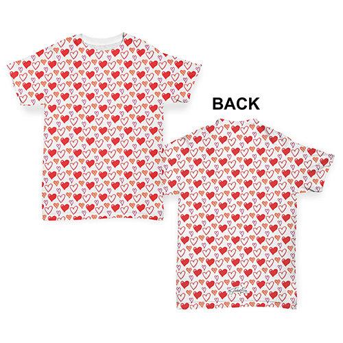 Red Love Hearts Pattern Baby Toddler ALL-OVER PRINT Baby T-shirt