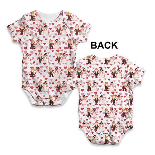 Harry And Meghan Hearts Pattern Baby Unisex ALL-OVER PRINT Baby Grow Bodysuit