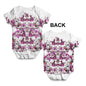 Watercolour Pink Flowers Pattern Baby Unisex ALL-OVER PRINT Baby Grow Bodysuit