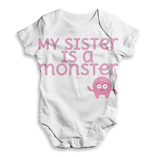 My Sister Is A Monster Baby Unisex ALL-OVER PRINT Baby Grow Bodysuit
