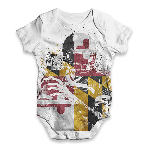 Maryland American Football Player Baby Unisex ALL-OVER PRINT Baby Grow Bodysuit