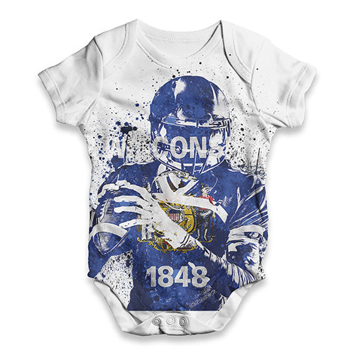 Wisconsin American Football Player Baby Unisex ALL-OVER PRINT Baby Grow Bodysuit