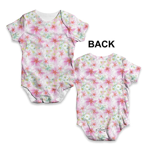 Soft Pastel Frangipani Pattern Baby Unisex ALL-OVER PRINT Baby Grow Bodysuit