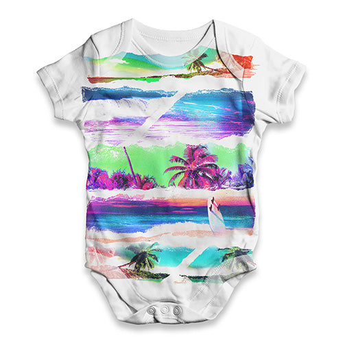 Neon Beach Cutouts Baby Unisex ALL-OVER PRINT Baby Grow Bodysuit