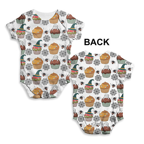 Funny Infant Baby Bodysuit Cupcakes and Halloween Baby Unisex ALL-OVER PRINT Baby Grow Bodysuit 6 - 12 Months White