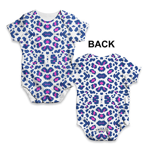 ALL-OVER PRINT Baby Bodysuit Blue Leopard Print Pattern Baby Unisex ALL-OVER PRINT Baby Grow Bodysuit 18 - 24 Months White