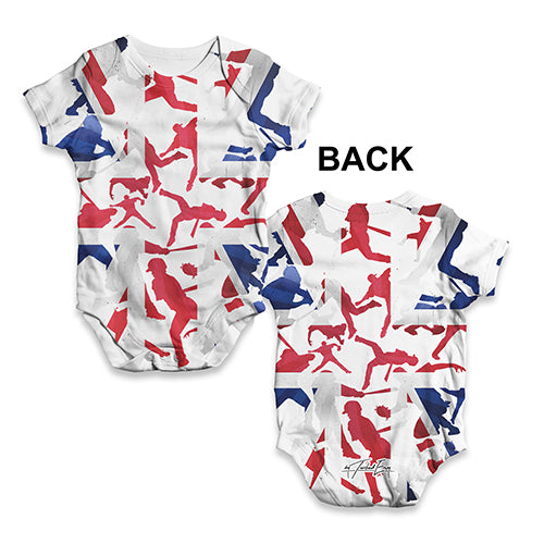 ALL-OVER PRINT Baby Bodysuit GB Baseball Silhouette Baby Unisex ALL-OVER PRINT Baby Grow Bodysuit 12 - 18 Months White