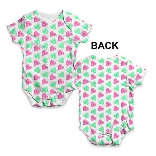 Baby Boy Clothes Candy Hearts Pattern Baby Unisex ALL-OVER PRINT Baby Grow Bodysuit New Born White
