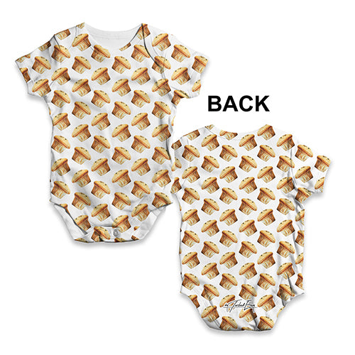 Baby Girl Clothes Muffins Pattern Baby Unisex ALL-OVER PRINT Baby Grow Bodysuit 0 - 3 Months White