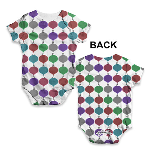 Baby Onesies Christmas Baubles Repeat Pattern Baby Unisex ALL-OVER PRINT Baby Grow Bodysuit 0-3 Months White
