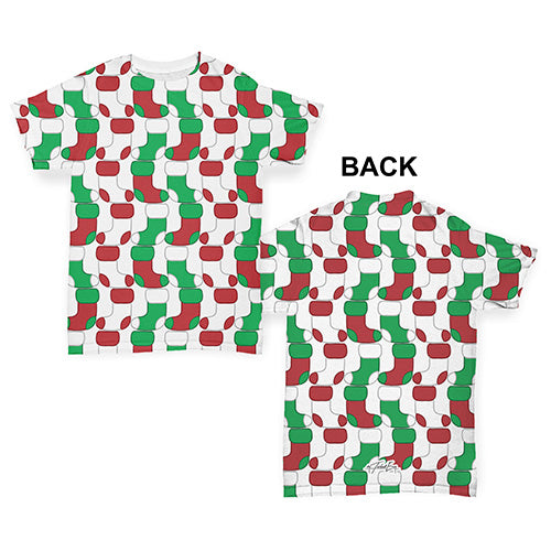 Christmas Stockings Repeat Pattern Baby Toddler ALL-OVER PRINT Baby T-shirt